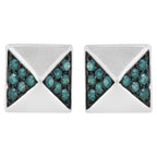 14K White Gold 1/4 Cttw Treated Blue Diamond Pyramid Stud Earring (Blue Color, SI1-SI2 Clarity)