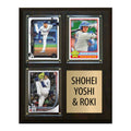 Shohei Ohtani Roki Sasaki Yamamoto 2025 3 Card Plaque Topps Bowman Dodgers Japanese Stars