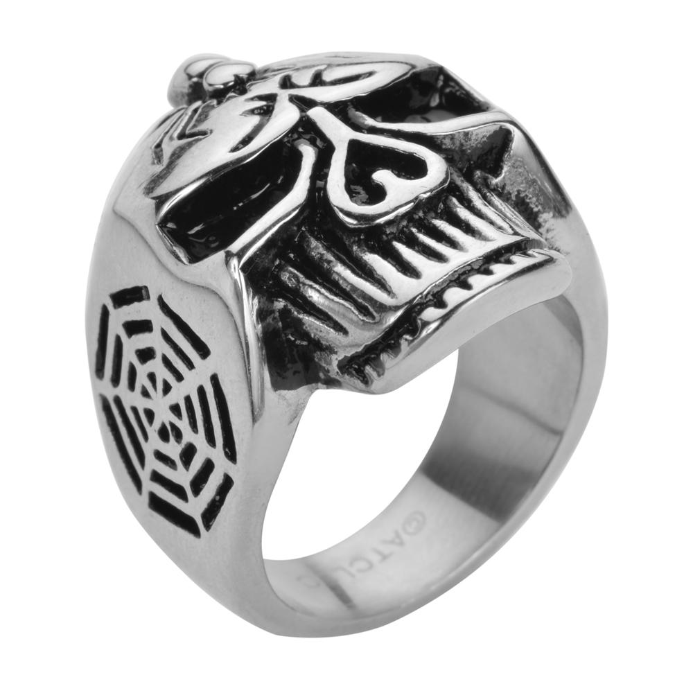 SK1037 Gents Spider Skull Ring Stainless Steel Motorcycle Biker Jewelry 9-14
