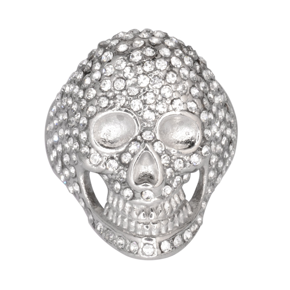 SK1065  Ladies Bling Covered Skull Imitation Diamond Ring Stainless Steel Motorcycle Jewelry  Size 5-9