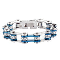 SK1115 Wide Two Tone Silver Candy Blue White Crystal Centers
