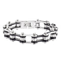 SK1116 Two Tone Silver Black Crystal Centers Stainless Steel