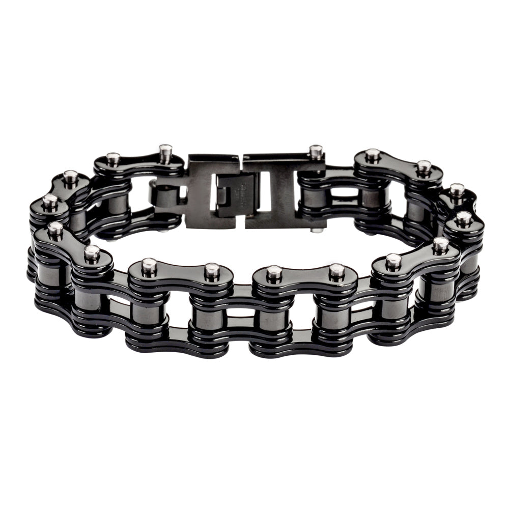 SK1181 Black Powder Coat Double Link Bracelet - 3/4" Wide