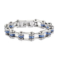 SK1205 Wide All Stainless With Blue Crystal Centers