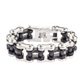 SK1258 Silver Black Thick Link Bracelet