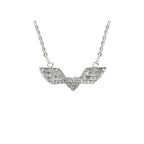 Women’s Double Angel Wing Heart Crystal Necklace – Motorcycle Jewelry