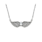 Women’s Double Angel Wing Necklace – Pear Crystal Motorcycle Jewelry