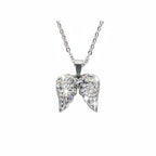 Women’s Double Angel Wing Necklace – Clear Crystal Motorcycle Jewelry