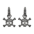 SK1522  Hoop Bling Black Skull Earrings Imitation Diamonds Stainless Steel Motorcycle Biker Jewelry