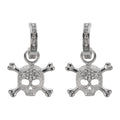 SK1525  Bling Skull Earrings Silver Tone Imitation Diamonds Stainless Steel Motorcycle Biker Jewelry