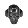 SK1728 Gents Glossy Black Skull Ring Stainless Steel Motorcycle Biker Jewelry Size 9-15