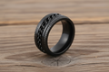 SK1780A Black/Black Edition  Gents Cuban Link Spinner Ring Stainless Steel Motorcycle Jewelry  Size 8-15