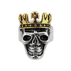 SK2233 Gents Crown Skull Ring With Bronze Plate Crown Stainless Steel Size 9-15