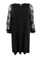 MSK Women's Sequined Lace Overlay Dress Black Size Medium