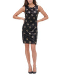 Tommy Hilfiger Women's Printed Sleeveless Short Sheath Party Dress Black Size 4