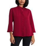 Riley & Rae Women's Penny Ruffled Trim Blouse Black Size M