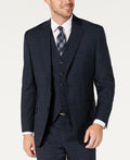 Michael Kors Men's Classic Fit Airsoft Stretch Teal Plaid Suit Separate Jacket Blue Size 44
