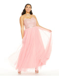 City Studios Women's Embellished Spaghetti Strap Sweetheart Neckline Full Length Formal Fit Flare Dress Pink Size 16W