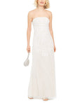 Adrianna Papell Women's Beaded Strapless Gown White Size 12