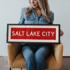 Framed Salt Lake City Red Bus Scroll