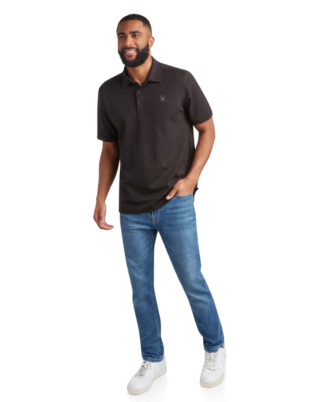Men's Short Sleeve Tech Pique - Heather Black