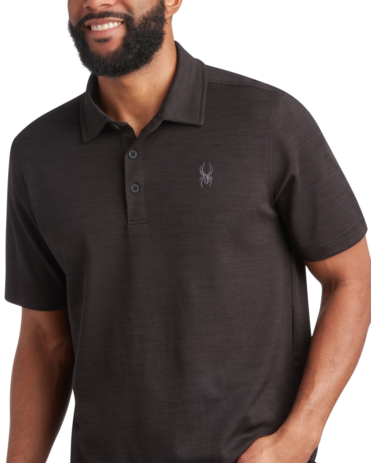 Men's Short Sleeve Tech Pique - Heather Black