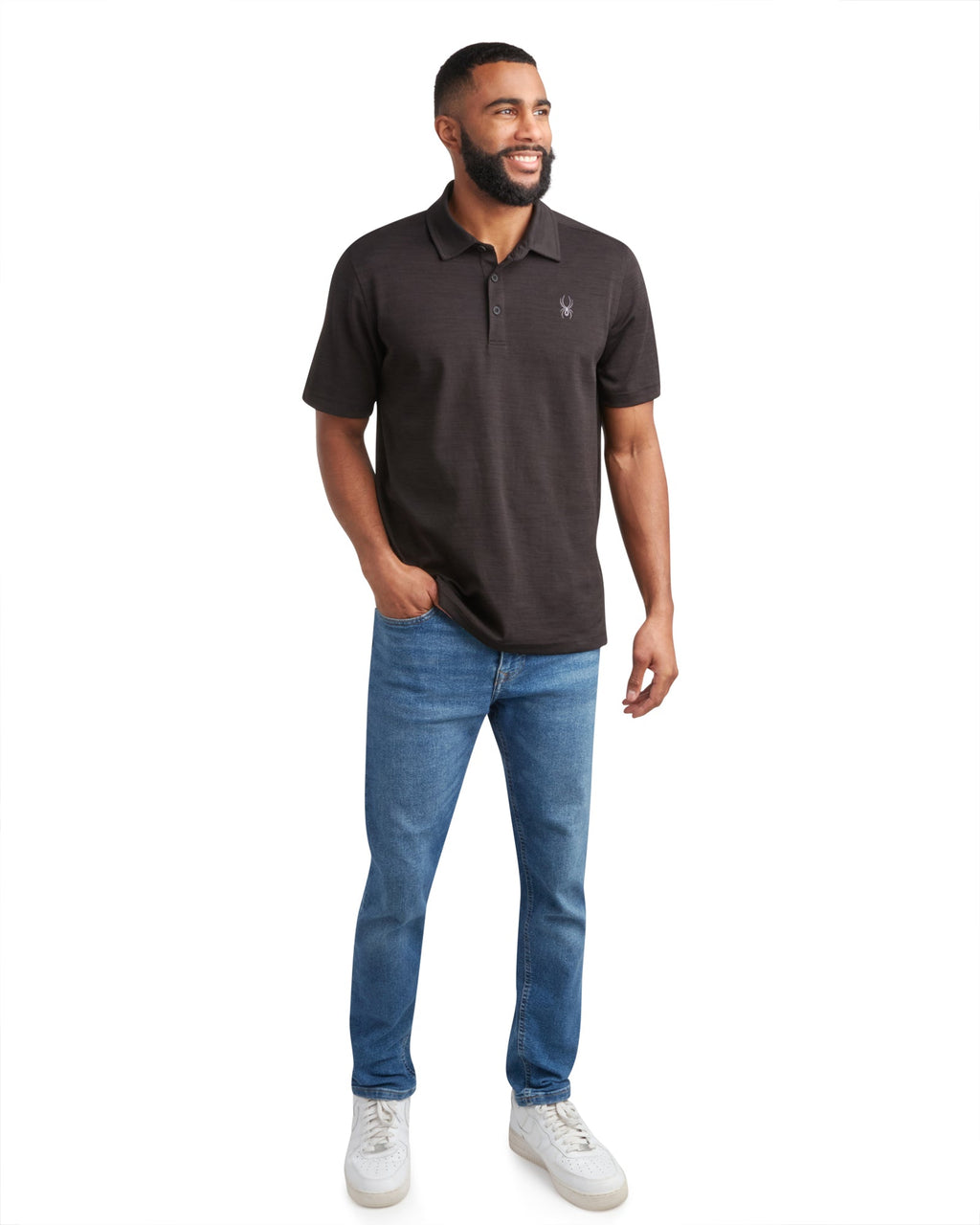 Men's Short Sleeve Tech Pique - Heather Black