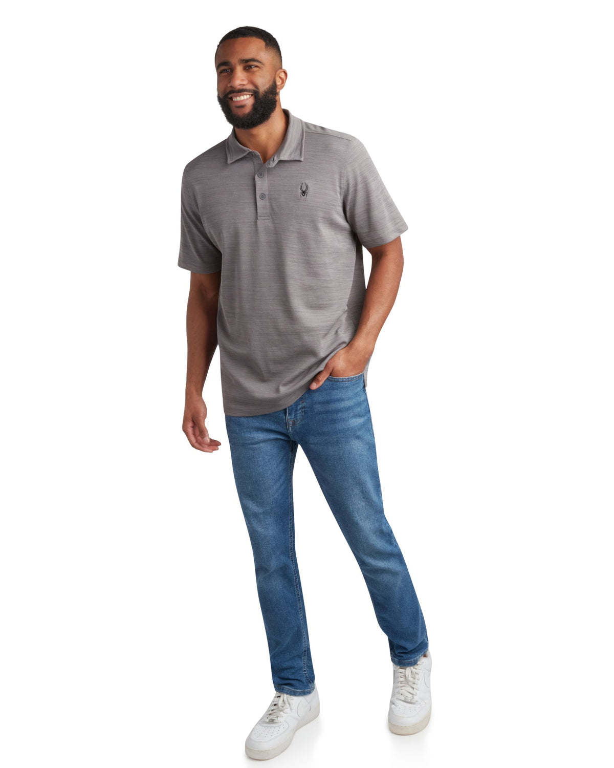 Men's Short Sleeve Tech Pique - Heather Grey