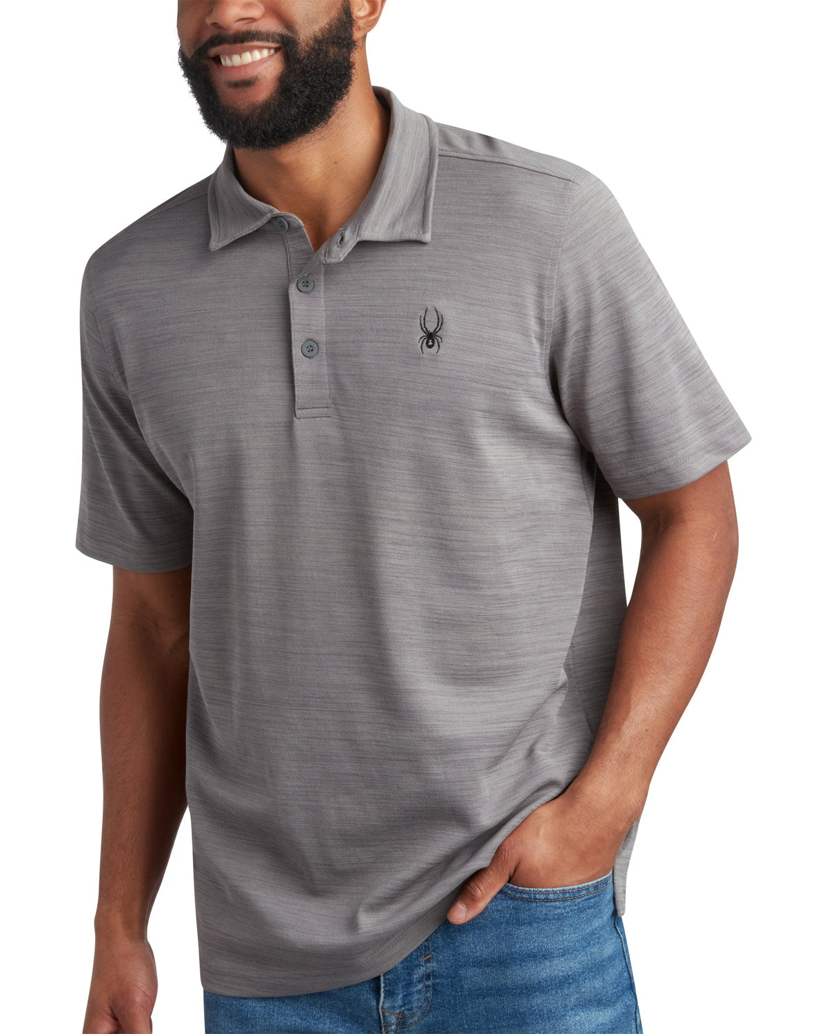 Men's Short Sleeve Tech Pique - Heather Grey