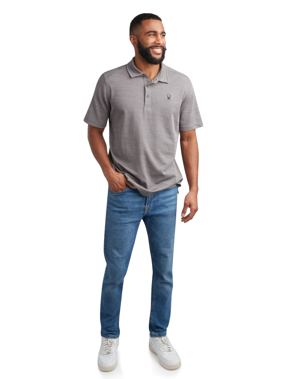 Men's Short Sleeve Tech Pique - Heather Grey