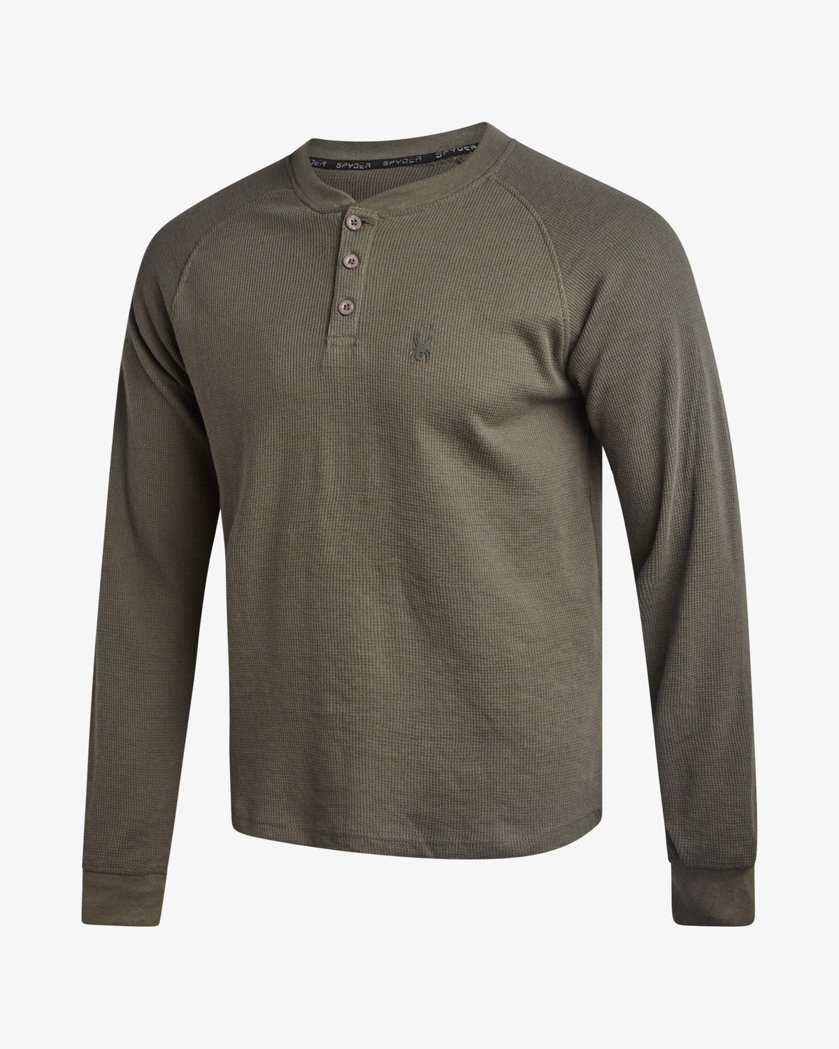 Men's Waffle Long Sleeve Henley - Olive