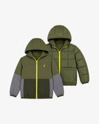 Boys' Reversible Puffer - Dusty Green