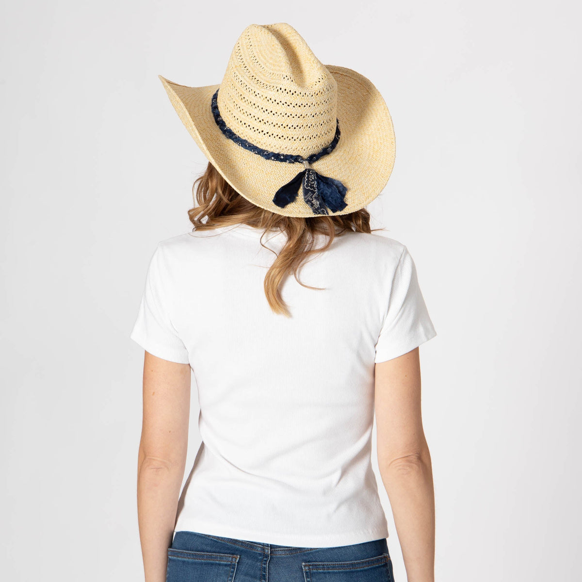 Annie - Woven Toyo Straw Cowboy with Wire Brim