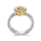 18K Yellow Gold Plated .925 Sterling Silver Diamond Cross Ring with Satin Finish (I-J Color, SI1-SI2 Clarity)