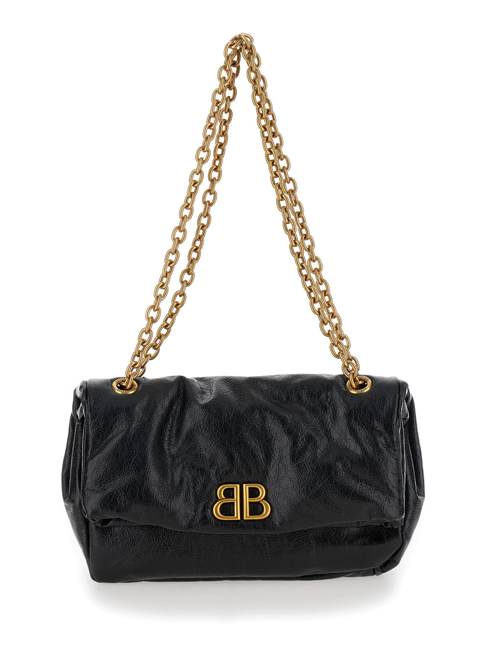 Balenciaga Black Leather Shoulder Bag With Chain