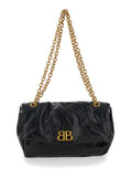 Balenciaga Black Leather Shoulder Bag With Chain