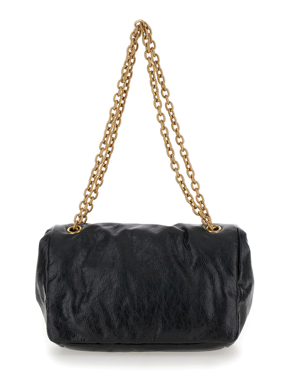 Balenciaga Black Leather Shoulder Bag With Chain