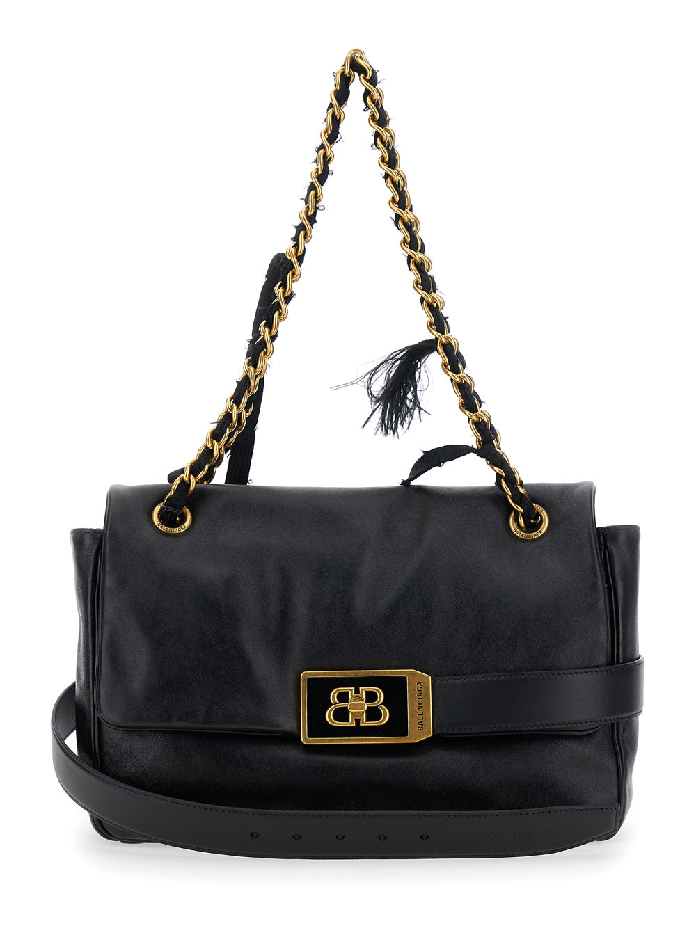 Balenciaga Black Crossbody Bag With Logo Plaque