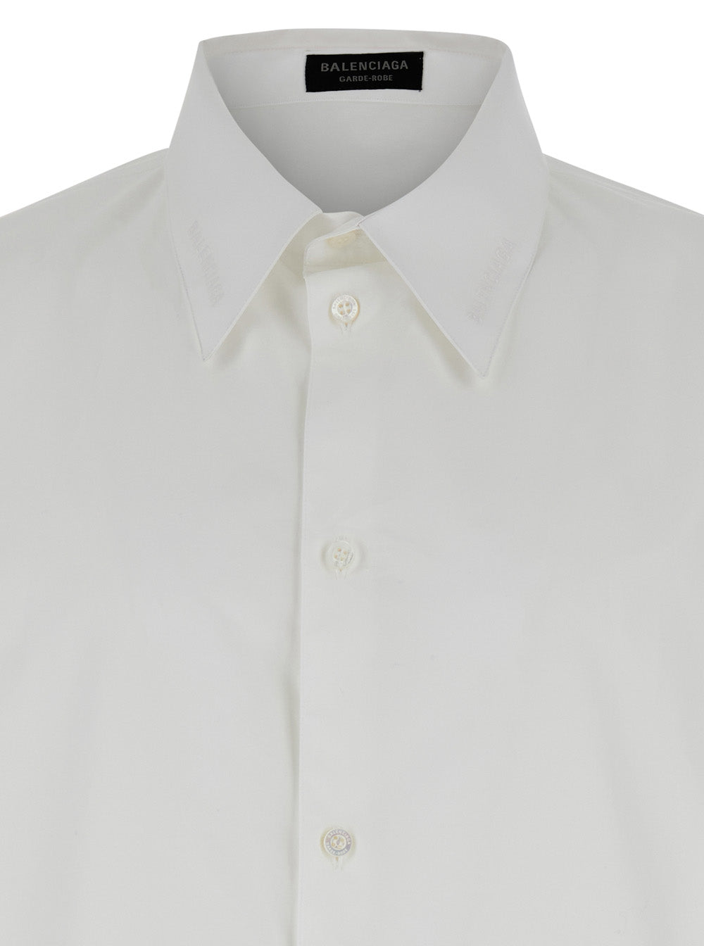 Balenciaga White Cotton Shirt With Pointed Collar