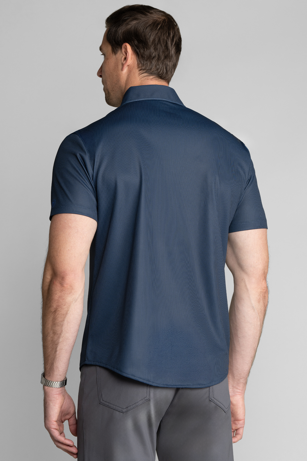 Short Sleeve Button Down Polo Dot // Navy