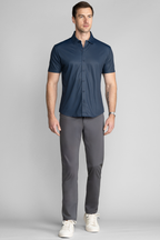 Short Sleeve Button Down Polo Dot // Navy