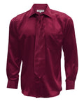 Burgundy Satin Regular Fit Dress Shirt, Tie & Hanky Set