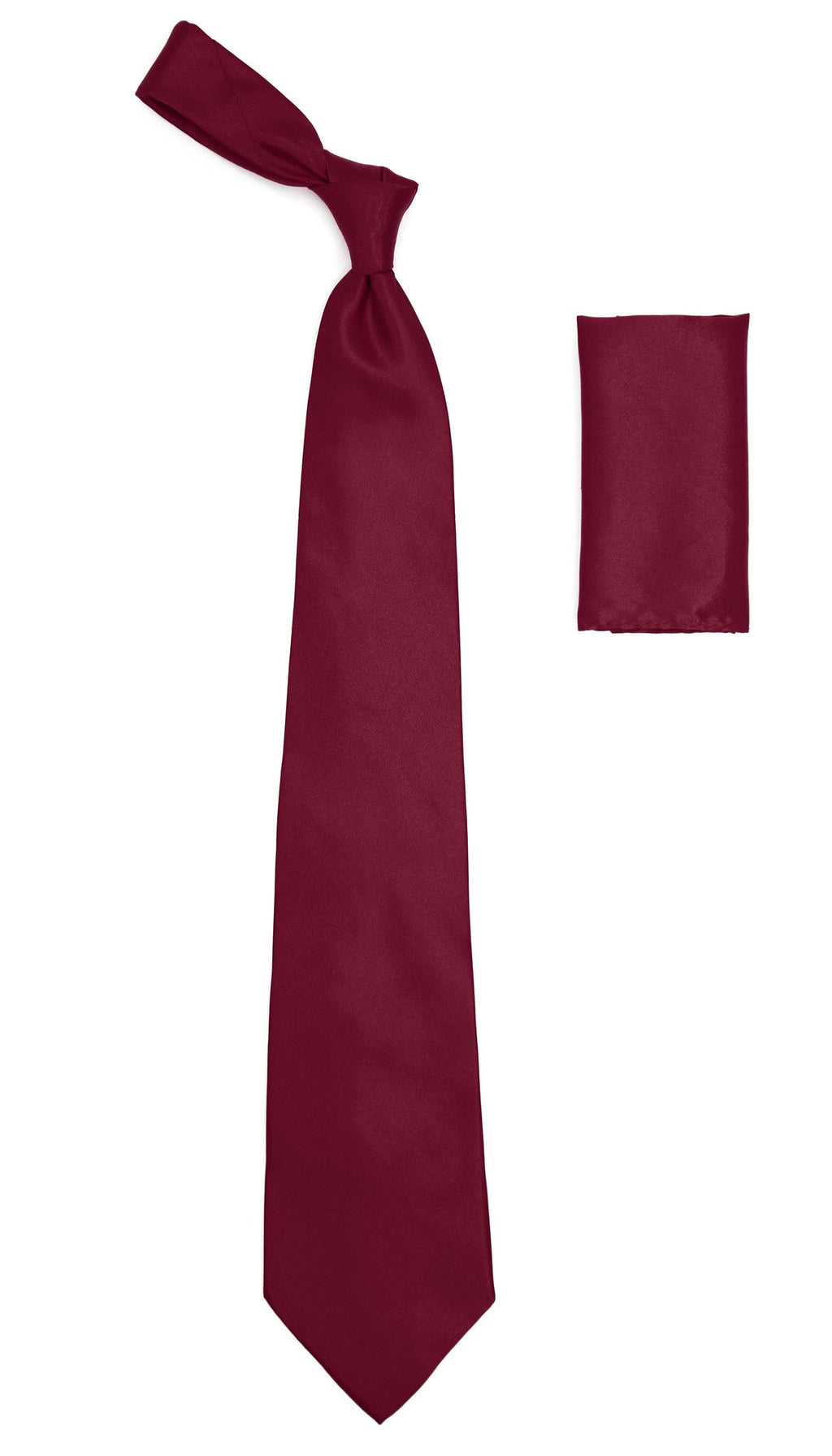 Burgundy Satin Regular Fit Dress Shirt, Tie & Hanky Set