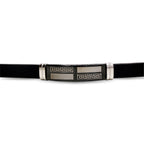 Stainless Steel Black Two Tone Design Rubber Bracelet