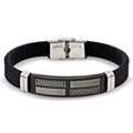 Stainless Steel Black Two Tone Design Rubber Bracelet