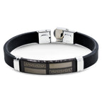 Stainless Steel Black Two Tone Design Rubber Bracelet