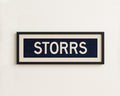 Framed Storrs Navy and White Bus Scroll