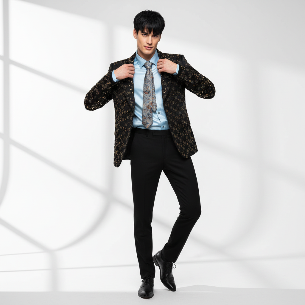 Barocco Golden Edge Men's Suit - Black/Gold