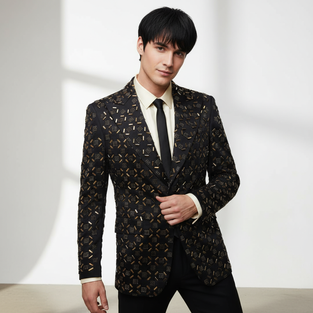 Barocco Golden Edge Men's Suit - Black/Gold