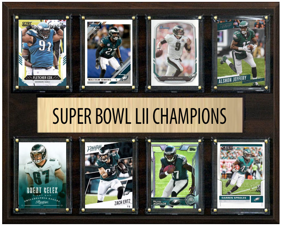 Philadelphia Eagles Super Bowl LII 52 Champions 12" x 15" Eight-Card Plaque Nick Foles Donruss